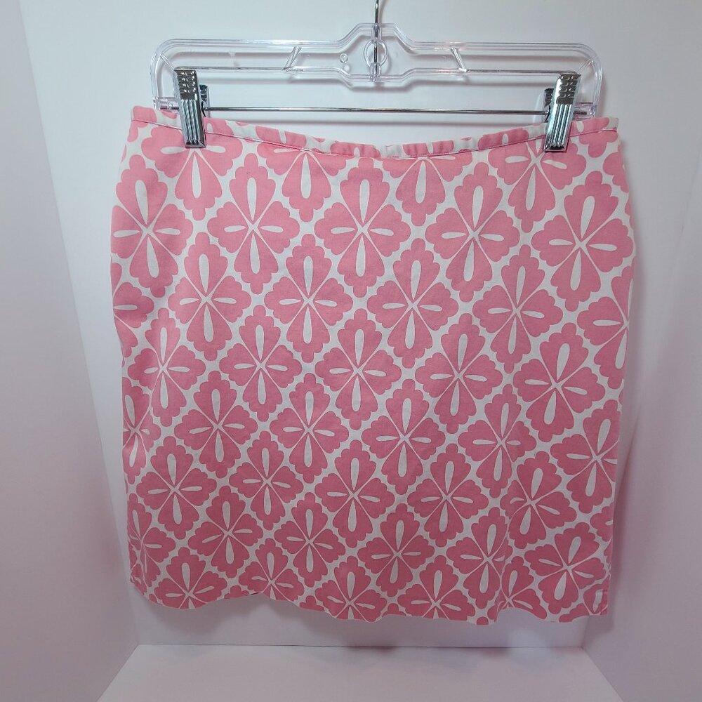 HBA Pink & White Geometric Print Skirt with Built-In Shorts – Size 10